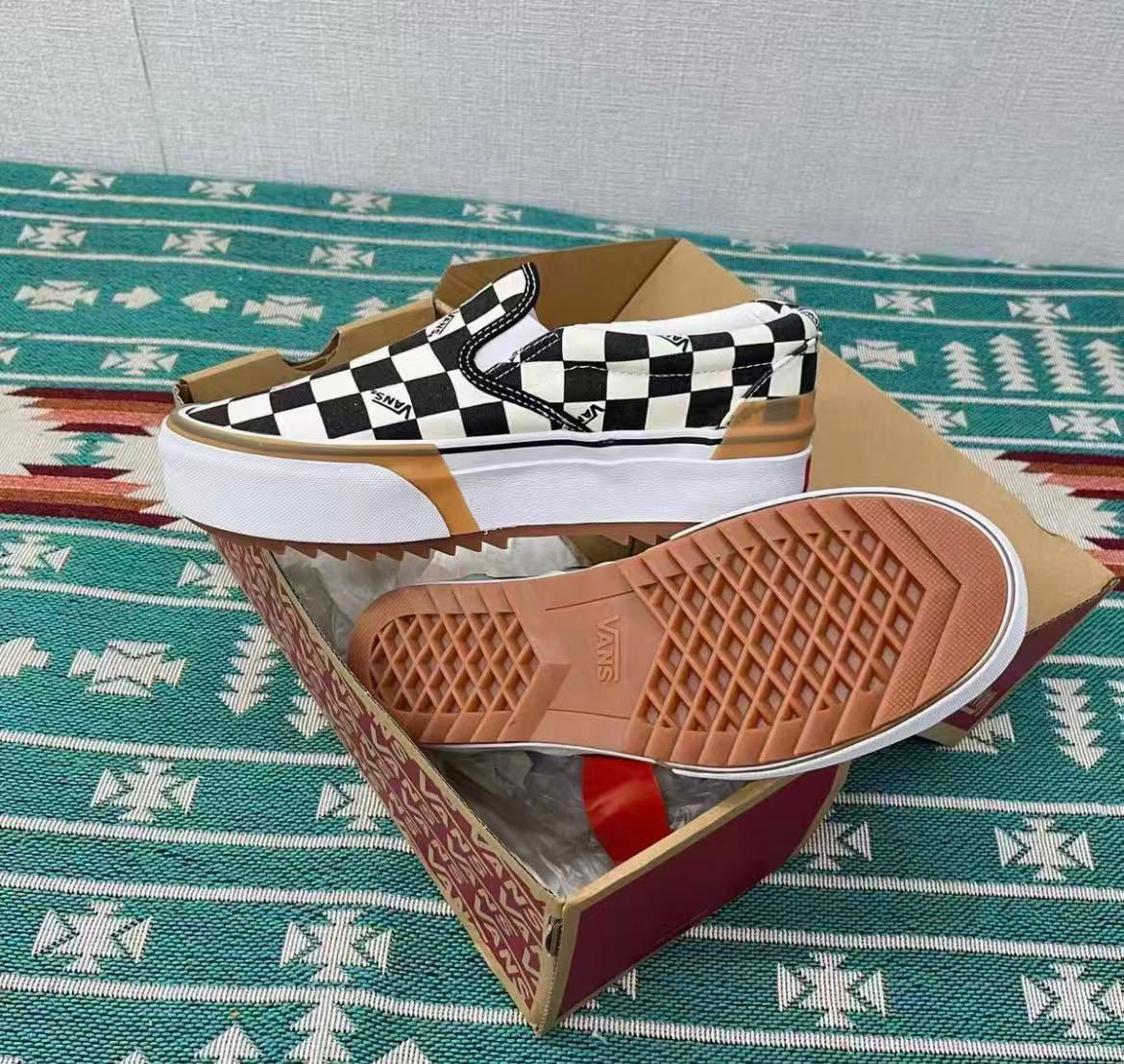 Checkered platform vans
