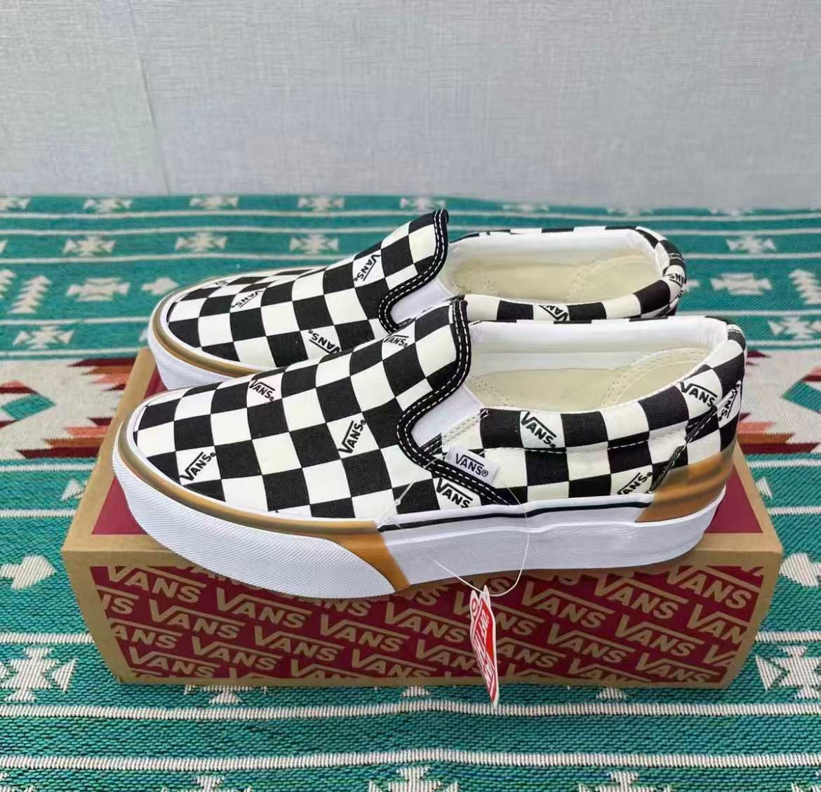 Checkered platform vans