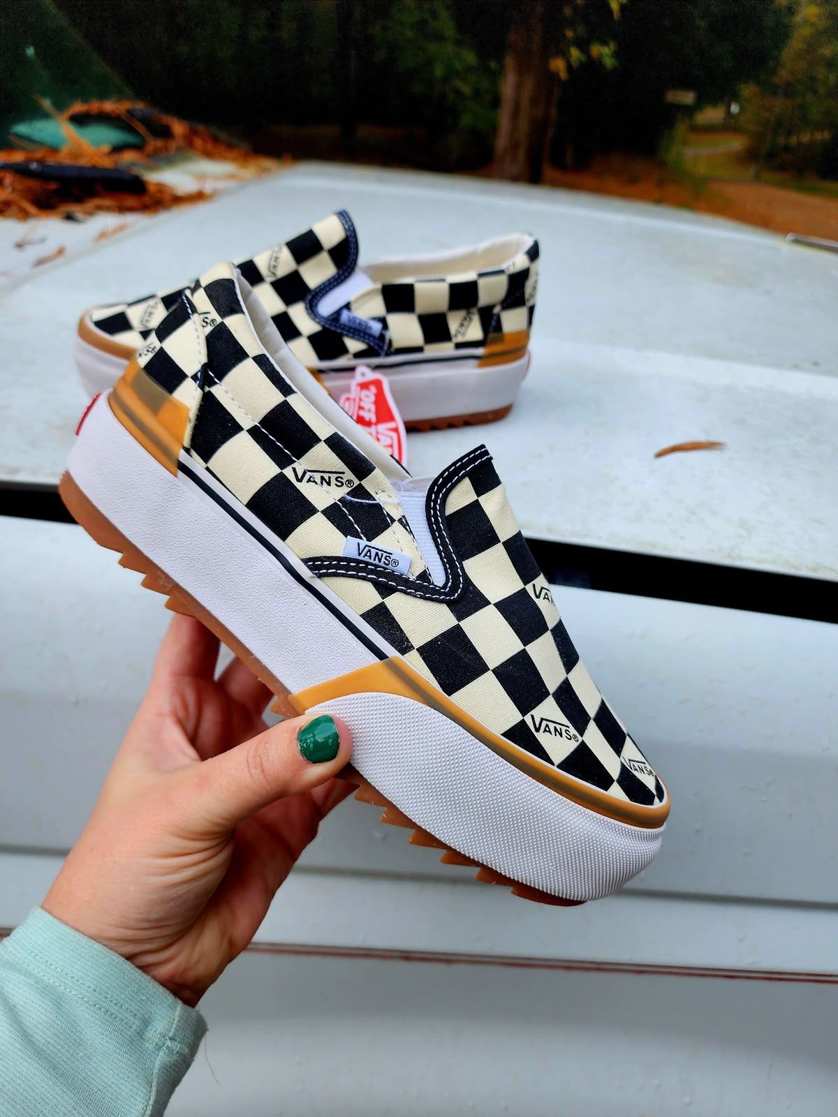 Checkered platform vans